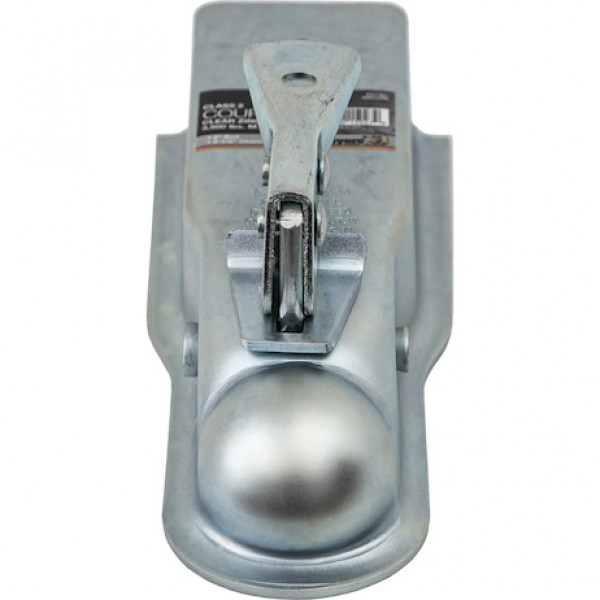 Image of Straight Tongue Coupler - 2 Inch Ball, 2-1/2 Inch Channel, 300 Pound Tongue Weight, Zinc Plated from Buyers Products. Part number: 0091060Z