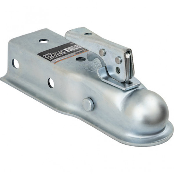 Image of Straight Tongue Coupler - 2 Inch Ball, 2-1/2 Inch Channel, 300 Pound Tongue Weight, Zinc Plated from Buyers Products. Part number: 0091060Z