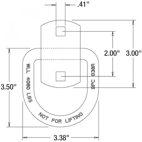 Image of Clam Shell Packaging Part Number For B38ZY Forged D-Ring from Buyers Products. Part number: 02040