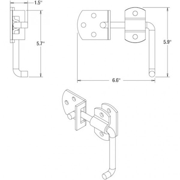 Image of Individually Packaged B2588BZ-Zinc Straight Side Security Latch Set from Buyers Products. Part number: 06025