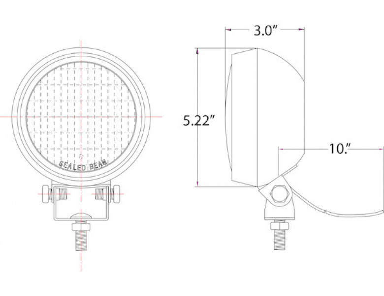 Image of 5 Inch Clear Round Incandescent Flood Light - Black Housing from Buyers Products. Part number: 1492100