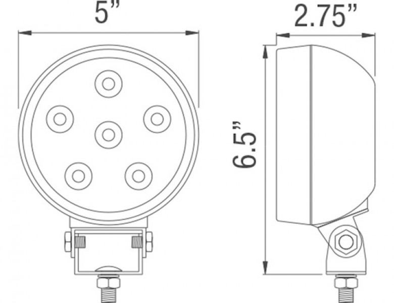 Image of 5 Inch Clear LED Sealed Rubber Flood Light from Buyers Products. Part number: 1492112