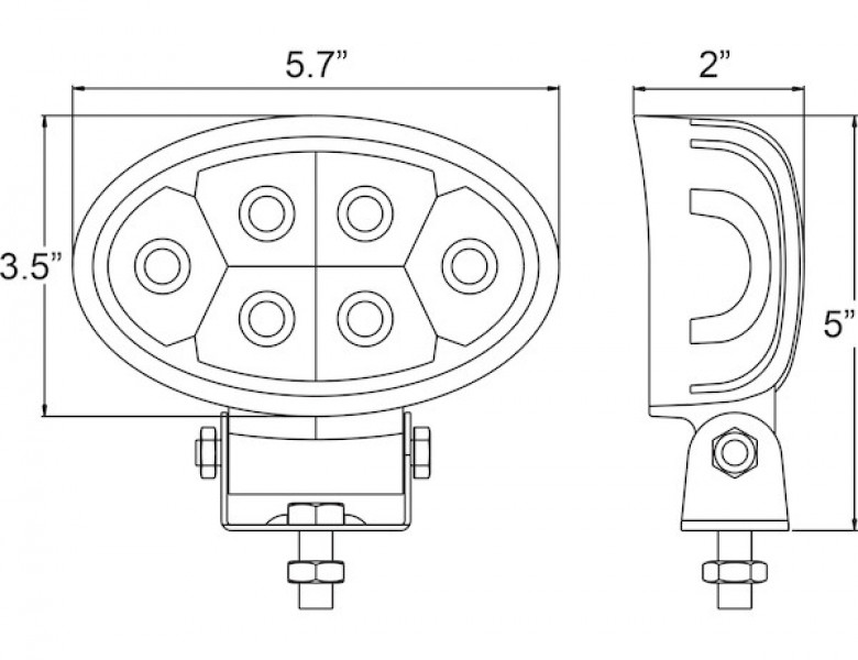 Image of 5.5 Inch LED Clear Oval Flood Light from Buyers Products. Part number: 1492113