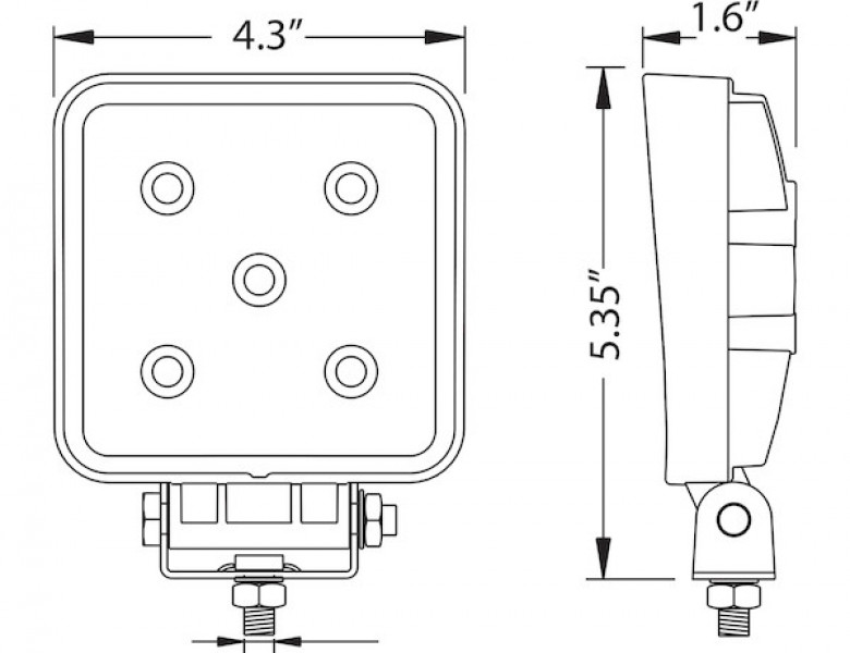 Image of 4 Inch Square LED Clear Flood Light from Buyers Products. Part number: 1492117