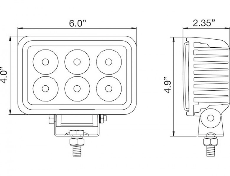 Image of 4 Inch by 6 Inch Rectangular LED Clear Flood Light from Buyers Products. Part number: 1492118