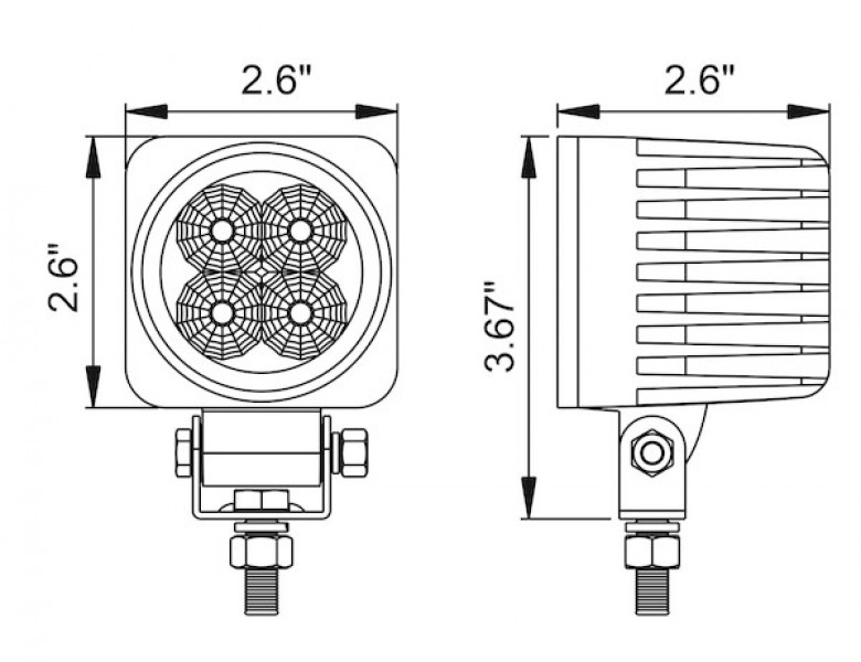 Image of 2.5 Inch Square LED Clear Flood Light from Buyers Products. Part number: 1492129