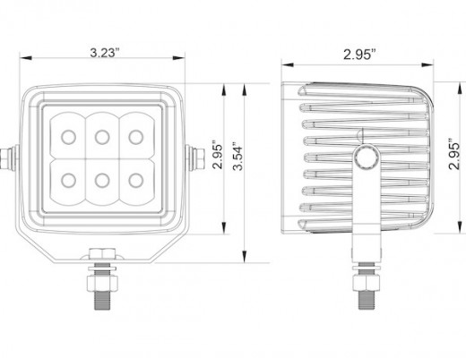 Image of 3 Inch Square LED Clear Flood Light from Buyers Products. Part number: 1492137