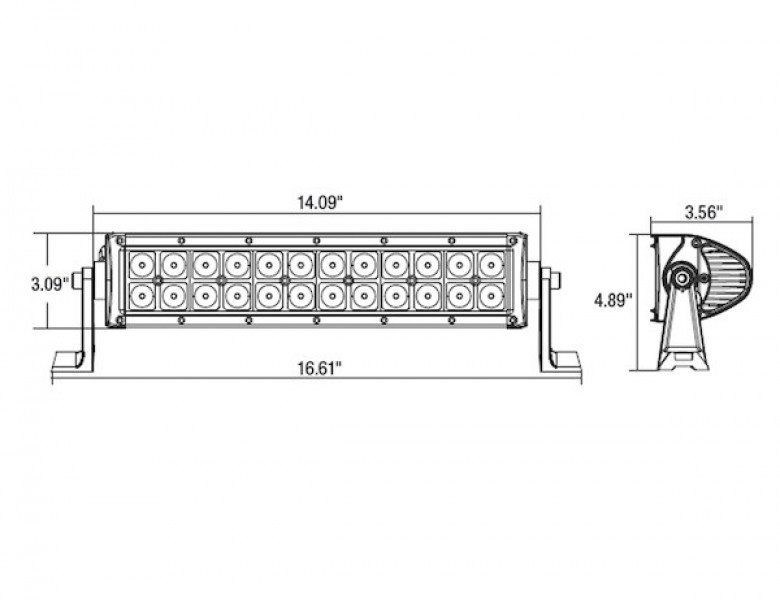 Image of 14 Inch 6480 Lumen LED Clear Curved Combination Spot-Flood Light Bar from Buyers Products. Part number: 1492171