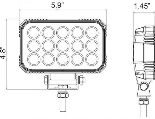 Image of Ultra Bright 6 Inch Wide Rectangular Clear LED Spot Light from Buyers Products. Part number: 1492190