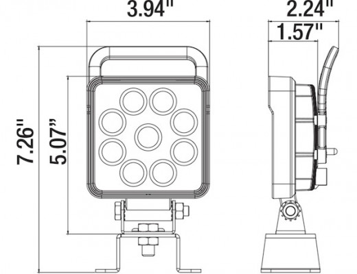 Image of 4 Inch Square LED Flood Light with Switch and Handle from Buyers Products. Part number: 1492193