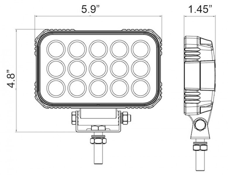 Image of 6 Inch Ultra Bright Rectangular LED Clear Flood Light from Buyers Products. Part number: 1492196