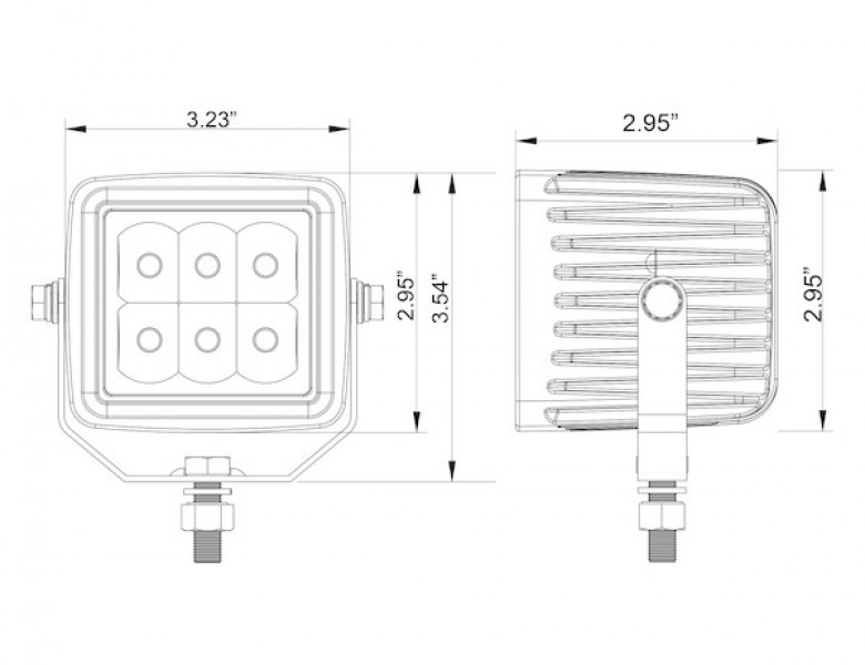 Image of 3 Inch Square LED Clear Spot Light from Buyers Products. Part number: 1492237