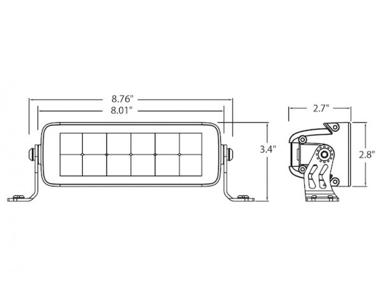 Image of Edgeless Ultra Bright Combination Spot-Flood LED Light Bar - Dual Row, 8 Inch Width from Buyers Products. Part number: 1492260