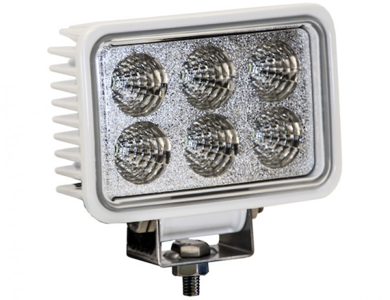 Image of 4 Inch by 6 Inch Rectangular LED Clear Spot Light With White Housing from Buyers Products. Part number: 1493218