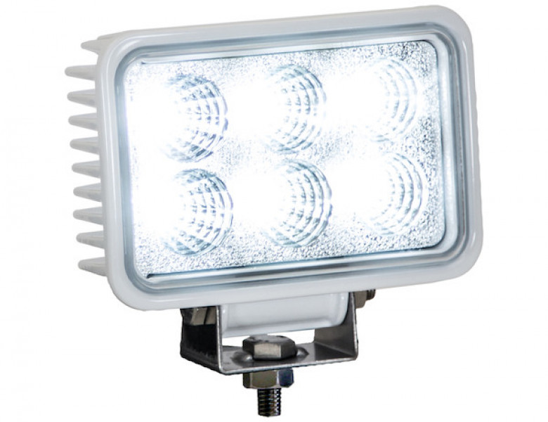 Image of 4 Inch by 6 Inch Rectangular LED Clear Spot Light With White Housing from Buyers Products. Part number: 1493218