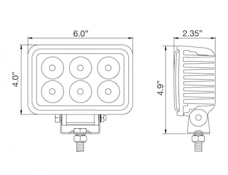 Image of 4 Inch by 6 Inch Rectangular LED Clear Spot Light With White Housing from Buyers Products. Part number: 1493218