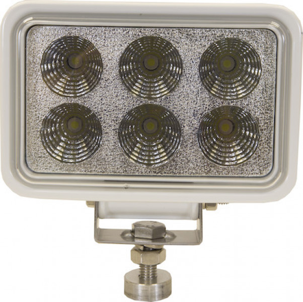 Image of 4 Inch by 6 Inch Rectangular LED Clear Spot Light With White Housing from Buyers Products. Part number: 1493218