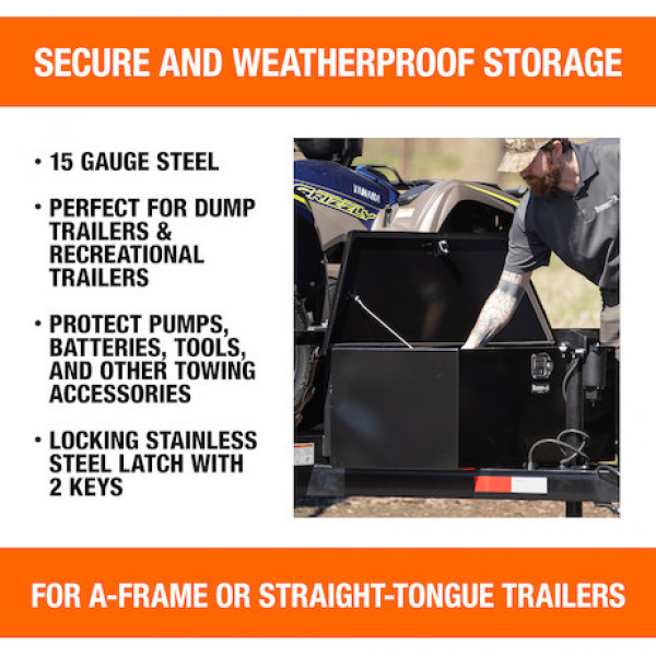 Image of 27 Inch Wide Gloss Black Steel Trailer Tongue Truck Box from Buyers Products. Part number: 1701281