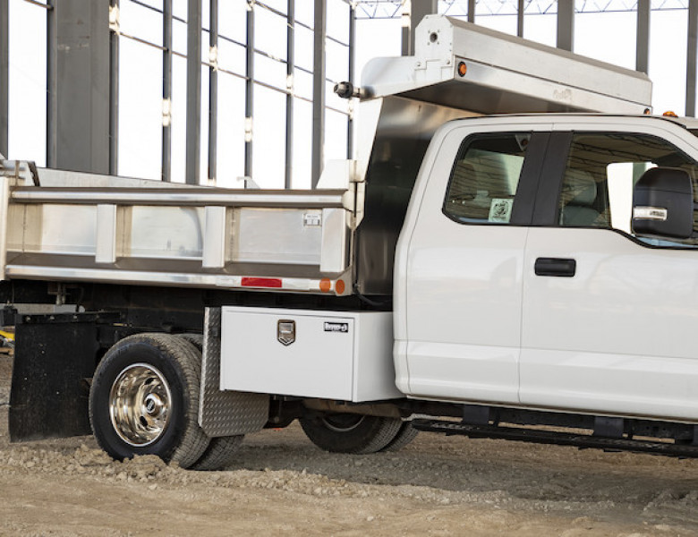 Image of 18x18x24 Inch White Steel Underbody Truck Box with Paddle Latch from Buyers Products. Part number: 1702200