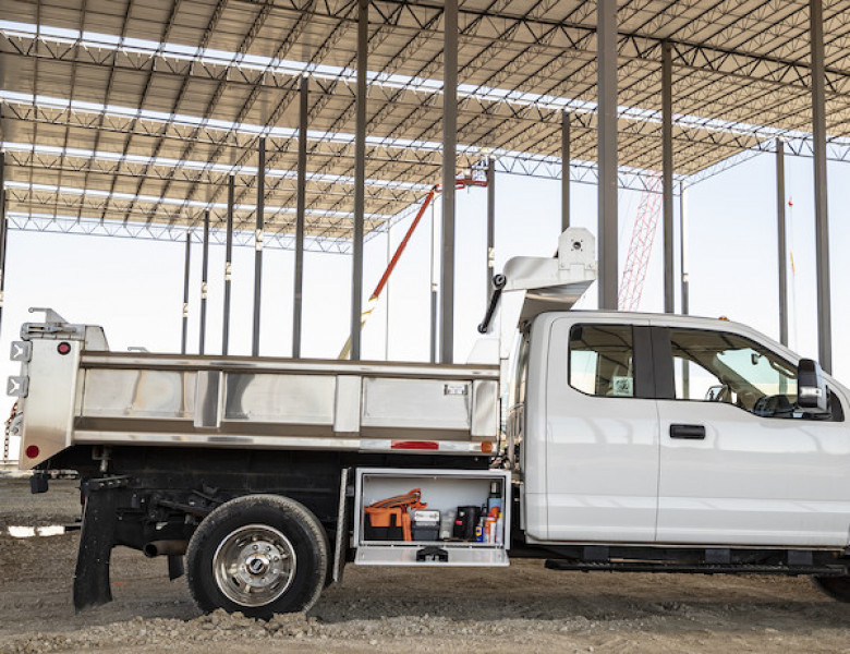 Image of 18x18x24 Inch White Steel Underbody Truck Box with Paddle Latch from Buyers Products. Part number: 1702200