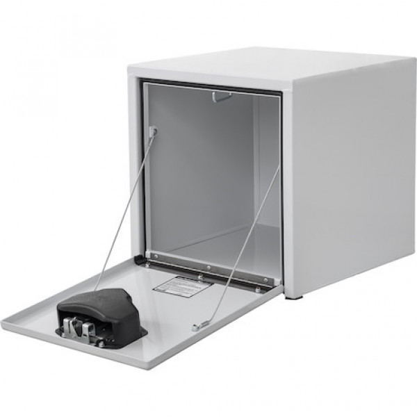 Image of 18x18x24 Inch White Steel Underbody Truck Box with Paddle Latch from Buyers Products. Part number: 1702200