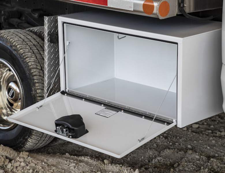 Image of 18x18x24 Inch White Steel Underbody Truck Box with Paddle Latch from Buyers Products. Part number: 1702200