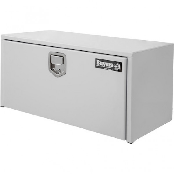 Image of 18x18x24 Inch White Steel Underbody Truck Box with Paddle Latch from Buyers Products. Part number: 1702200