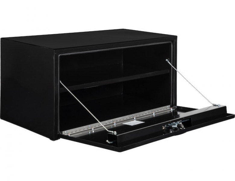 Image of 18x18x36 Inch Black Steel Underbody Truck Box with Built-In Shelf - 3-point Latch from Buyers Products. Part number: 1702306