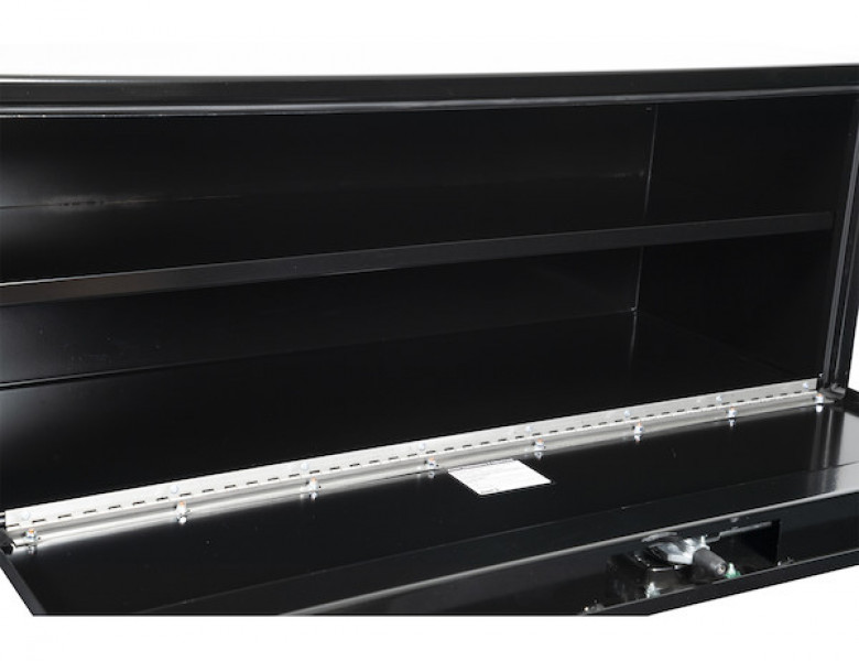 Image of 18x18x36 Inch Black Steel Underbody Truck Box with Built-In Shelf - 3-point Latch from Buyers Products. Part number: 1702306