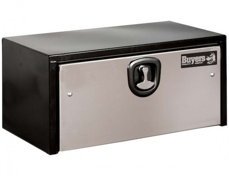 Image of 18x18x24 Inch Black Steel Truck Box With Stainless Steel Door from Buyers Products. Part number: 1702700