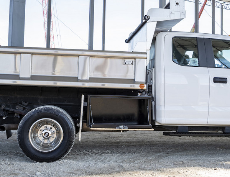 Image of 18x18x30 Inch Black Steel Truck Box With Stainless Steel Door from Buyers Products. Part number: 1702703