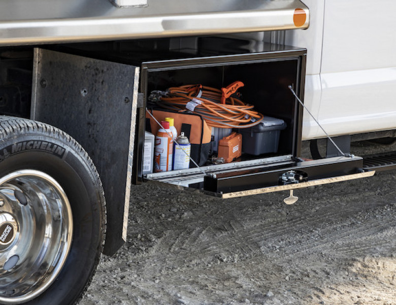 Image of 18x18x30 Inch Black Steel Truck Box With Stainless Steel Door from Buyers Products. Part number: 1702703