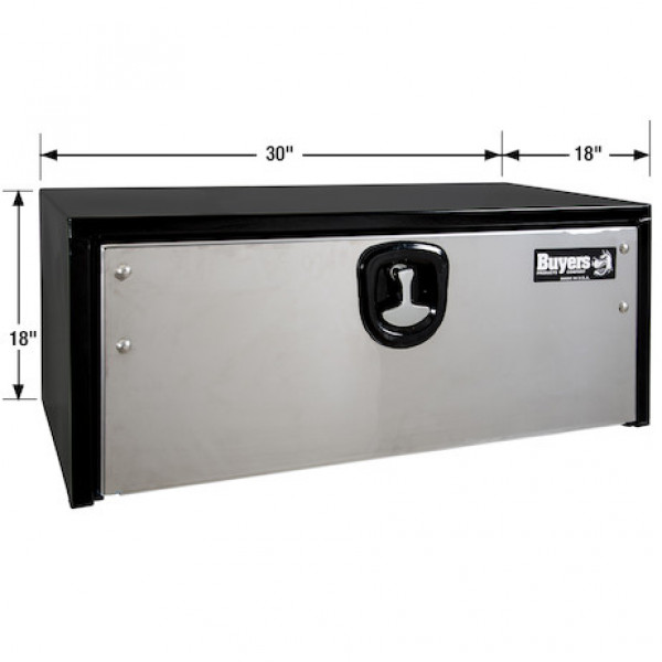 Image of 18x18x30 Inch Black Steel Truck Box With Stainless Steel Door from Buyers Products. Part number: 1702703