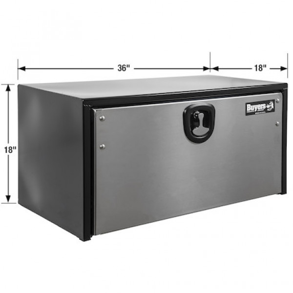 Image of 18x18x36 Inch Black Steel Truck Box With Stainless Steel Door from Buyers Products. Part number: 1702705