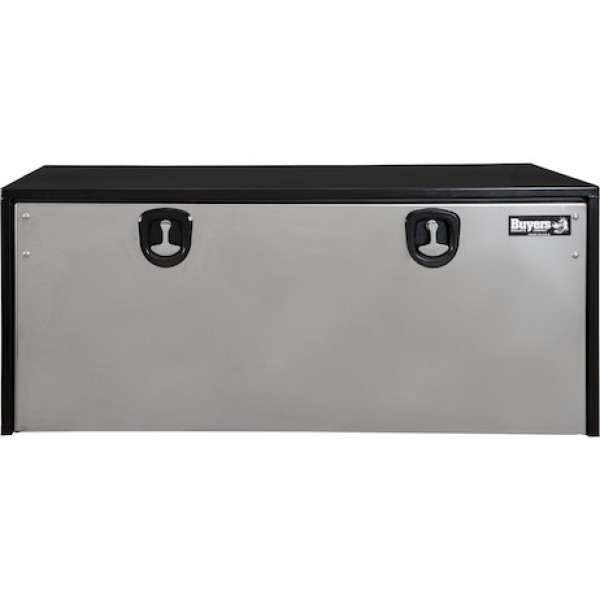 Image of 18x18x48 Inch Black Steel Truck Box With Stainless Steel Door from Buyers Products. Part number: 1702710