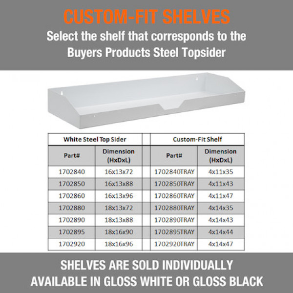 Image of 16x13x72 Inch White Steel Topsider Truck Box from Buyers Products. Part number: 1702840