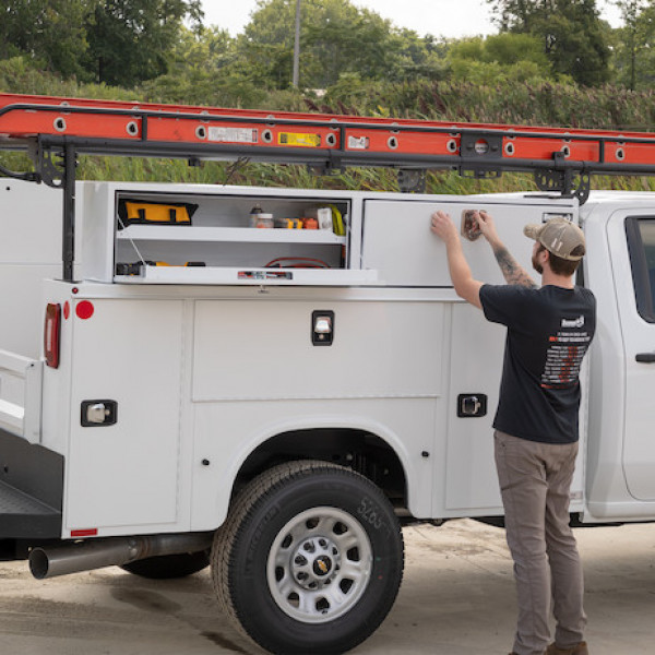 Image of 16x13x72 Inch White Steel Topsider Truck Box from Buyers Products. Part number: 1702840