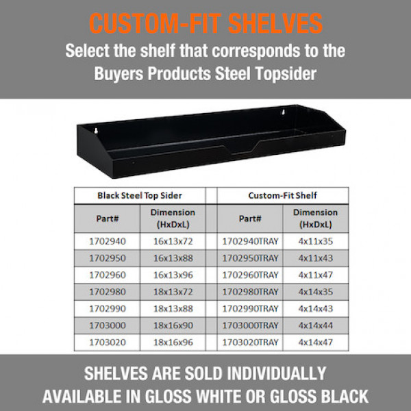 Image of 16x13x72 Inch Black Steel Topsider Truck Box from Buyers Products. Part number: 1702940