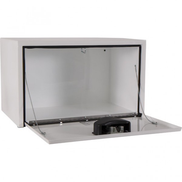 Image of 14x16x30 Inch White Steel Underbody Truck Box with Paddle Latch from Buyers Products. Part number: 1703203