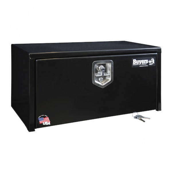 Image of 14x12x30 Inch Black Steel Underbody Truck Box with T-Handle from Buyers Products. Part number: 1703353