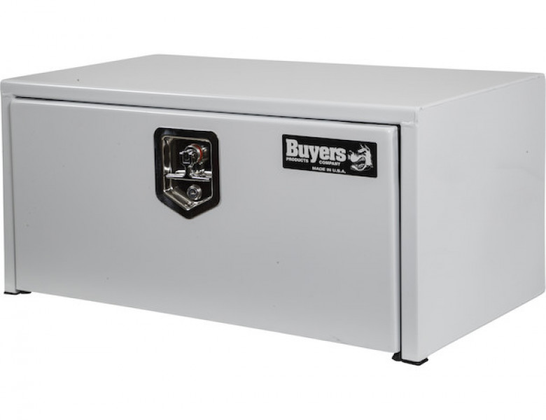 Image of 14x16x30 Inch White Steel Underbody Truck Box with Built-In Shelf from Buyers Products. Part number: 1703404