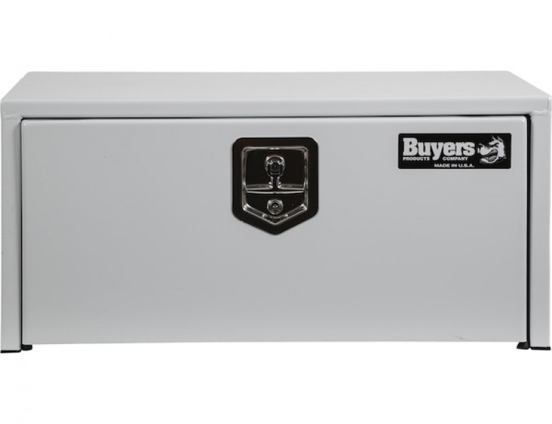 Image of 14x16x30 Inch White Steel Underbody Truck Box with Built-In Shelf from Buyers Products. Part number: 1703404