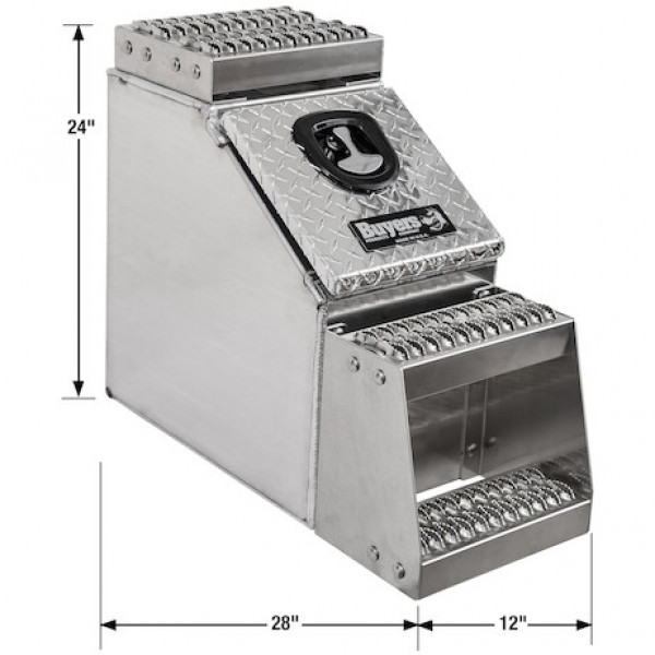 Image of 24x28x12 Inch Heavy Duty Diamond Tread Aluminum Step Box from Buyers Products. Part number: 1705180