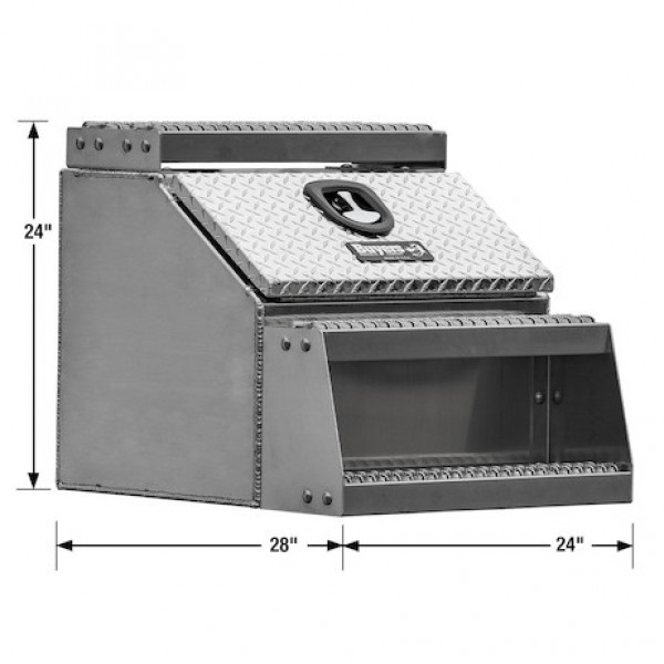 Image of 24x28x24 Inch Heavy Duty Diamond Tread Aluminum Step Box from Buyers Products. Part number: 1705182