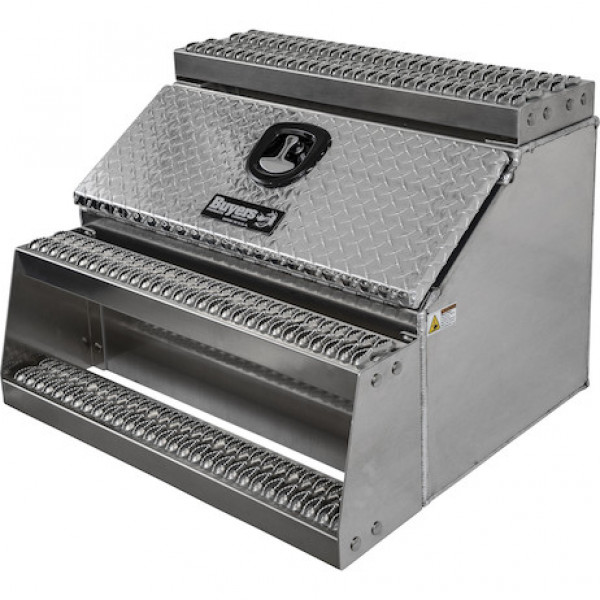 Image of 24x28x30 Inch Heavy Duty Diamond Tread Aluminum Step Box from Buyers Products. Part number: 1705183