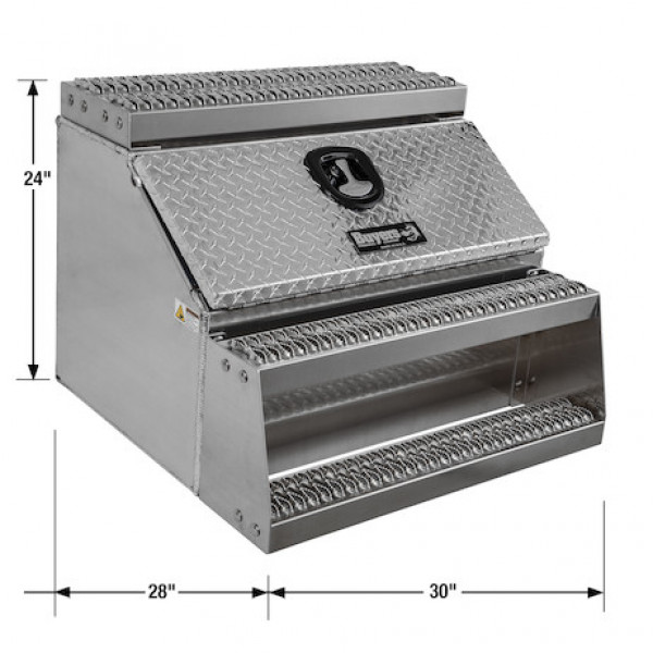 Image of 24x28x30 Inch Heavy Duty Diamond Tread Aluminum Step Box from Buyers Products. Part number: 1705183