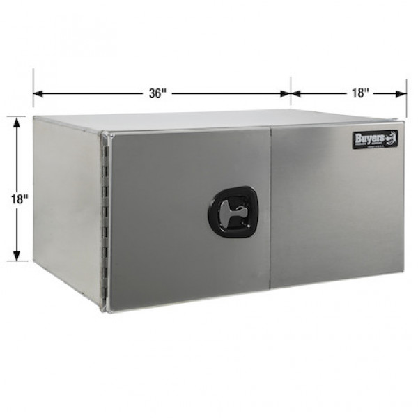 Image of 18x18x36 Inch Smooth Aluminum Underbody Truck Tool Box - Double Barn Door, 3-Point Compression Latch from Buyers Products. Part number: 1705305