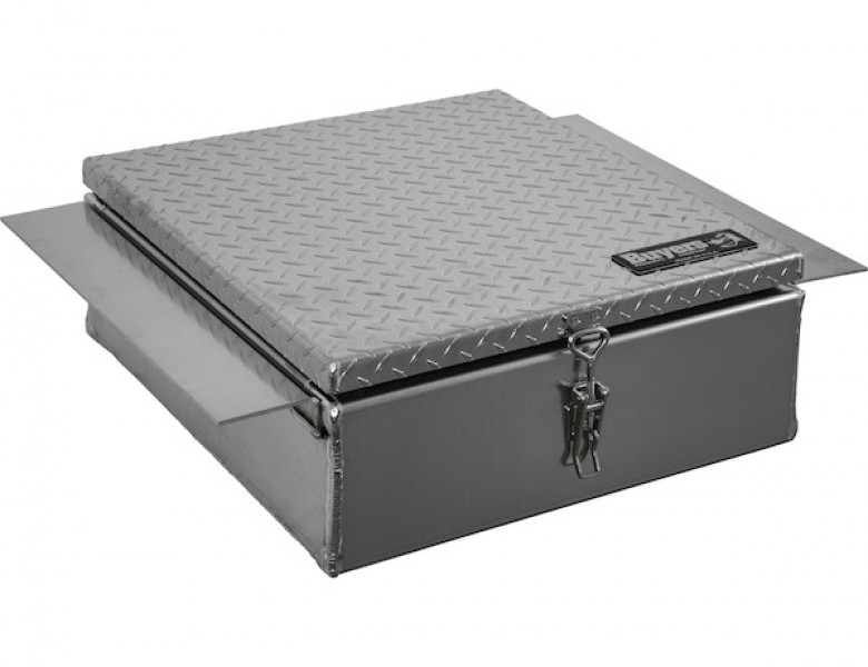 Image of 12x24x22 Inch Diamond Tread Aluminum In-Frame Truck Tool Box with Notched Bottom from Buyers Products. Part number: 1705381