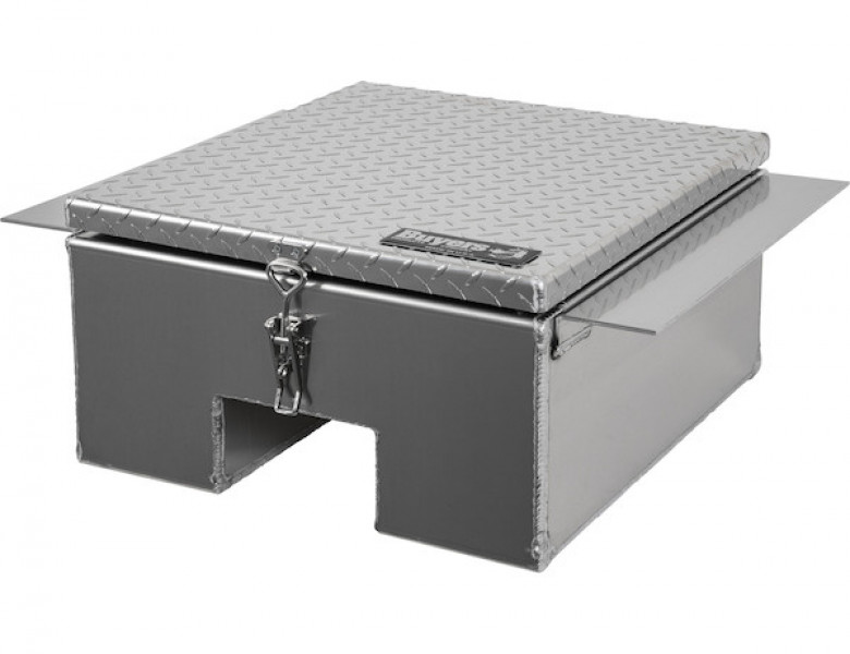 Image of 12x24x22 Inch Diamond Tread Aluminum In-Frame Truck Tool Box with Notched Bottom from Buyers Products. Part number: 1705381