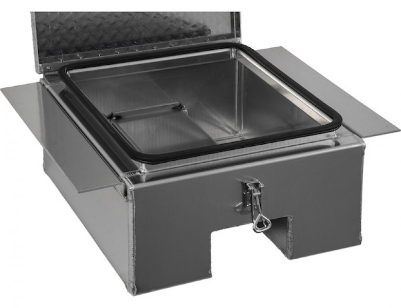 Image of 12x24x22 Inch Diamond Tread Aluminum In-Frame Truck Tool Box with Notched Bottom from Buyers Products. Part number: 1705381